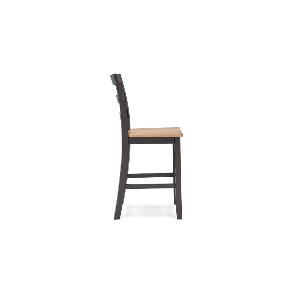 Benjara Gasy Counter Height Chair Set of 2, 24 Inch Dark Brown, Contoured Seat
