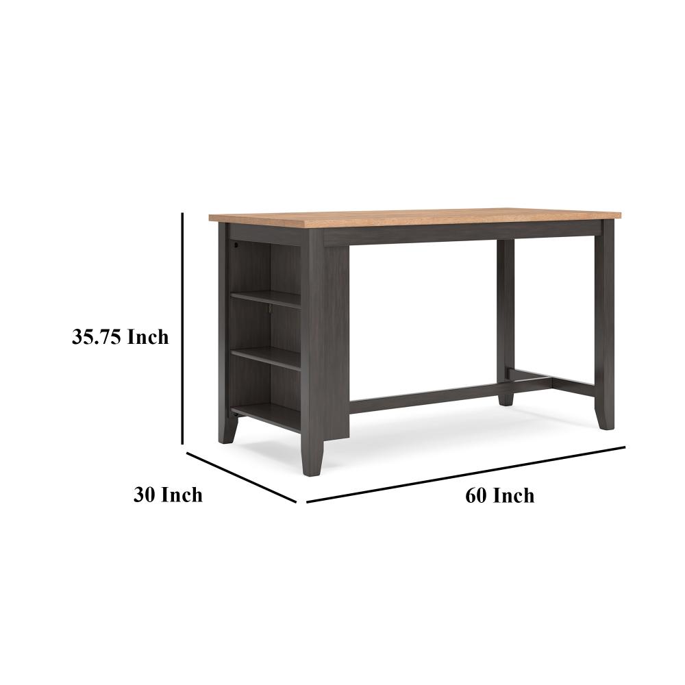 Benjara Gasy Counter Height Dining Table, 60 Inch, Brown, Mango Wood Veneer