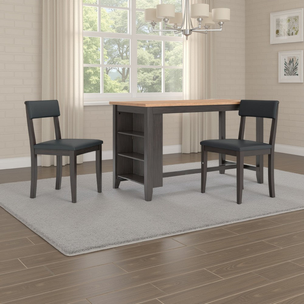 Benjara Gasy Counter Height Dining Table, 60 Inch, Brown, Mango Wood Veneer