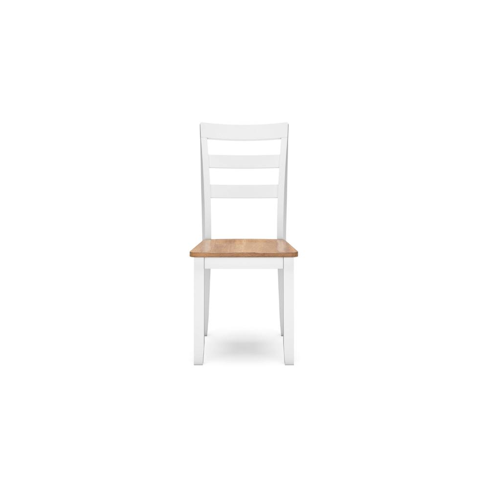 Benjara Gasy Dining Chair Set of 2, 22 Inch White And Brown Mango Wood Veneer