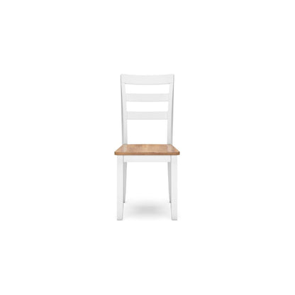 Benjara Gasy Dining Chair Set of 2, 22 Inch White And Brown Mango Wood Veneer