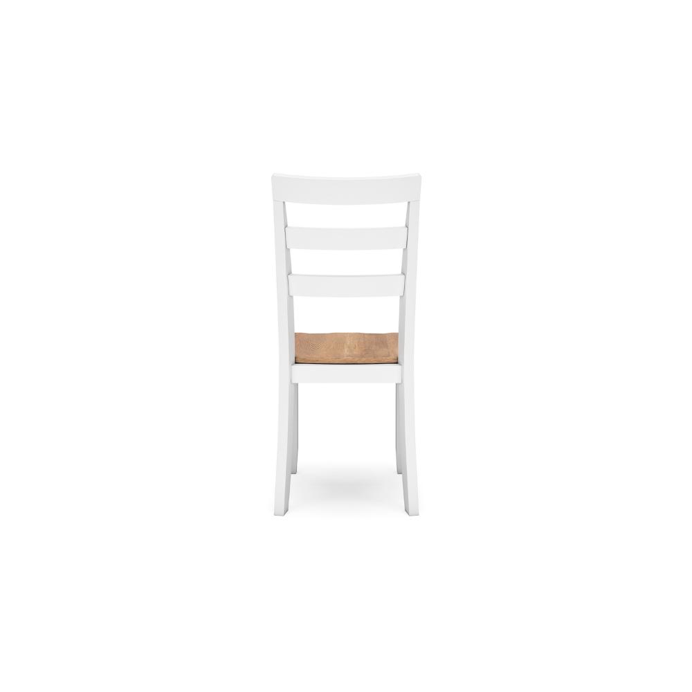 Benjara Gasy Dining Chair Set of 2, 22 Inch White And Brown Mango Wood Veneer