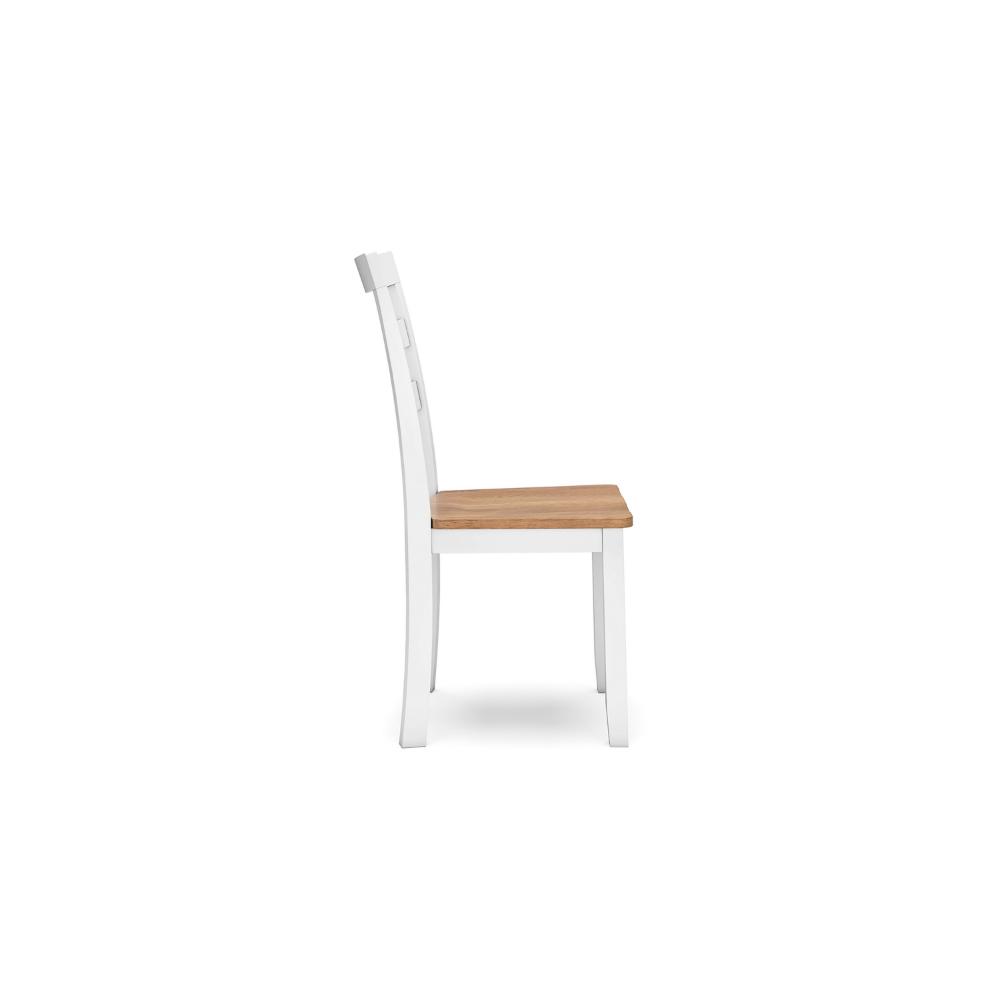 Benjara Gasy Dining Chair Set of 2, 22 Inch White And Brown Mango Wood Veneer