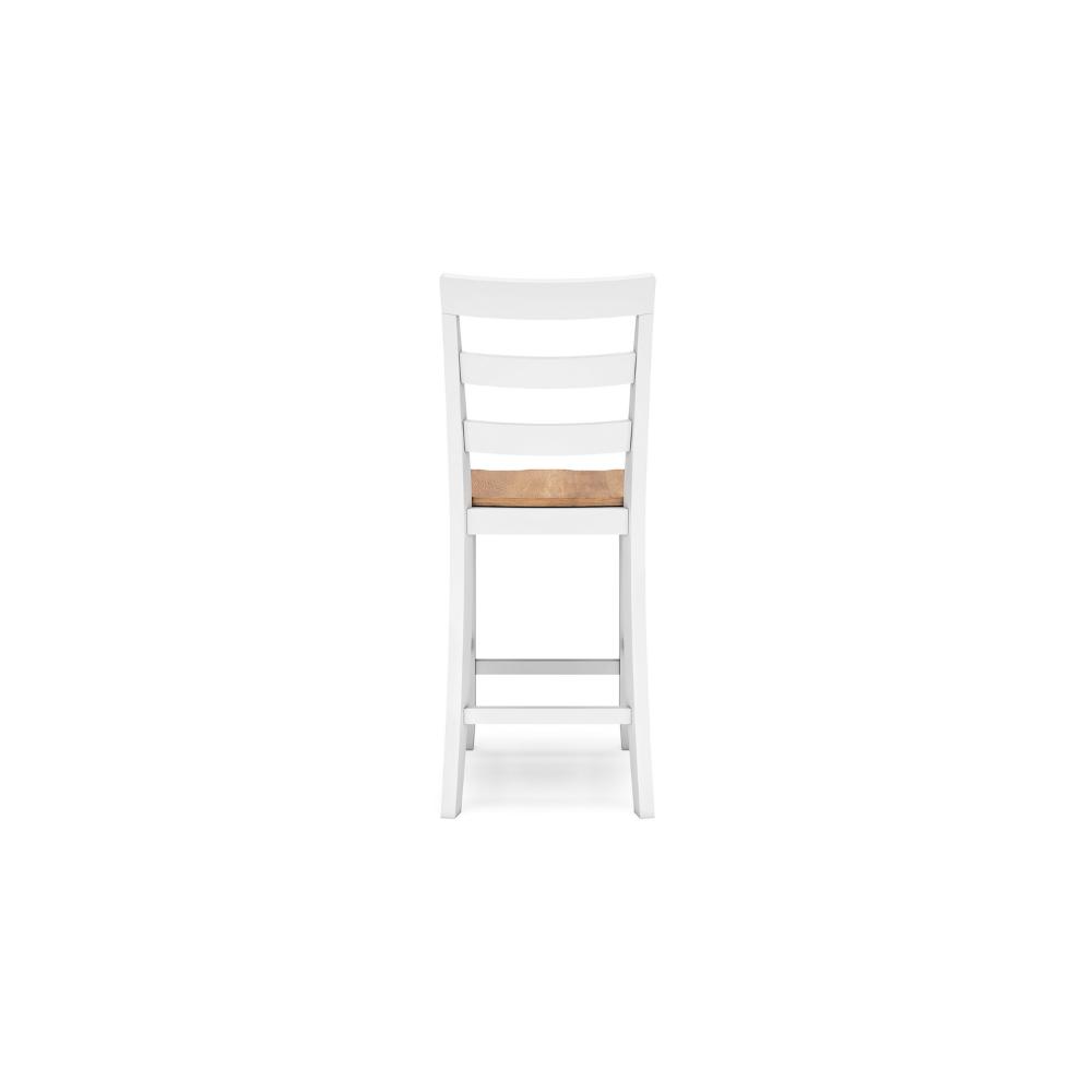 Benjara Gasy Counter Chair Set of 2, 24 Inch White Brown Solid Mango Wood
