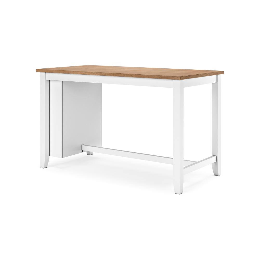 Benjara Gasy Counter Height Dining Table, 60 Inch White Brown Mango Wood