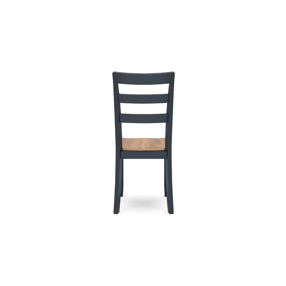 Benjara Gasy Dining Side Chair Set of 2, Dark Blue Solid Wood Brown Mango Seat