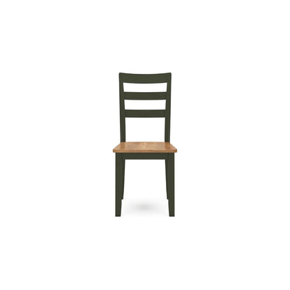 Benjara Gasy Dining Side Chair Set of 2, Dark Green Solid Wood, Contoured Seat