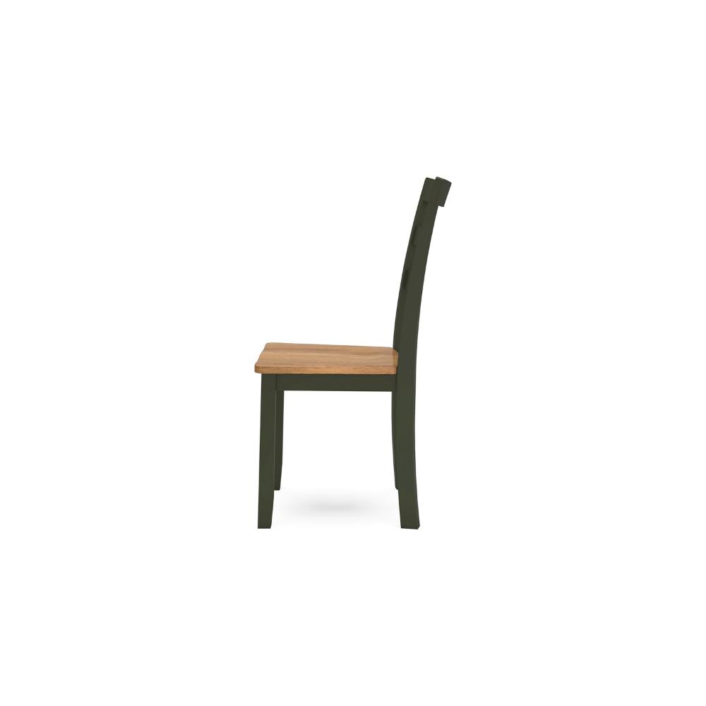 Benjara Gasy Dining Side Chair Set of 2, Dark Green Solid Wood, Contoured Seat