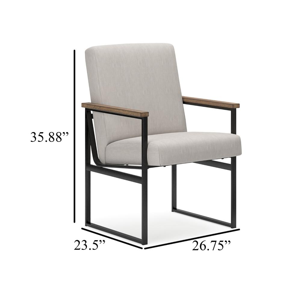 Benjara Tey Home Office Chair, Gray Padded Seat And Back, Black Metal Frame