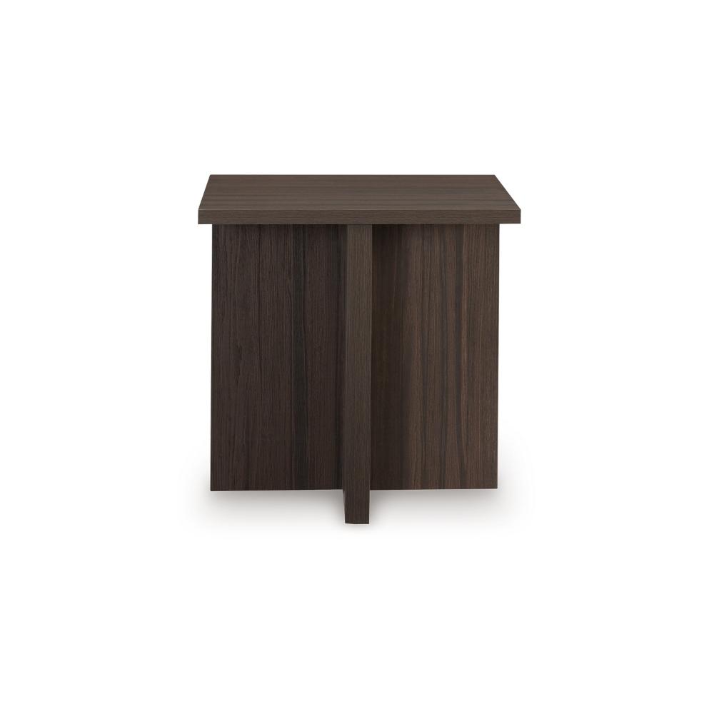 Benjara Zeny 2pc Coffee And Side Table Set, Geometric Cross Base, Dark Brown