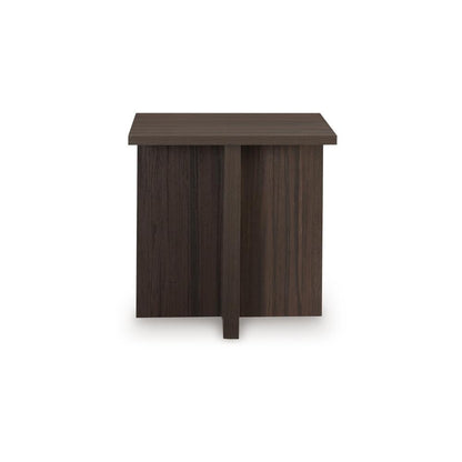 Benjara Zeny 2pc Coffee And Side Table Set, Geometric Cross Base, Dark Brown