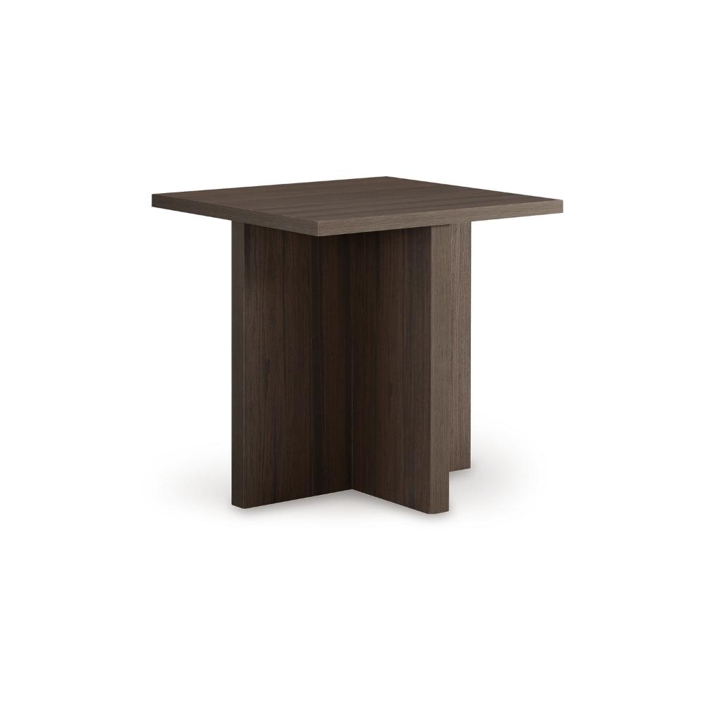 Benjara Zeny 2pc Coffee And Side Table Set, Geometric Cross Base, Dark Brown