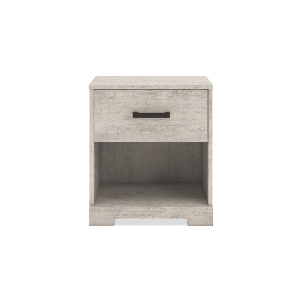 Benjara Shawn Nightstand, 1 Drawer And 1 Shelf, Light Gray Wood, 20 Inch