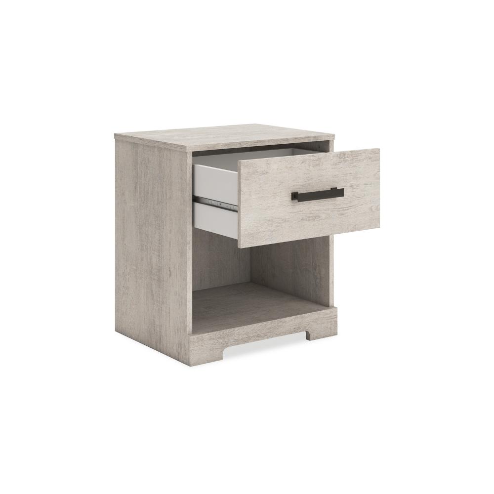Benjara Shawn Nightstand, 1 Drawer And 1 Shelf, Light Gray Wood, 20 Inch