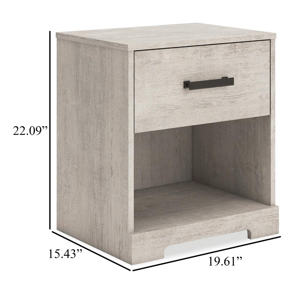 Benjara Shawn Nightstand, 1 Drawer And 1 Shelf, Light Gray Wood, 20 Inch