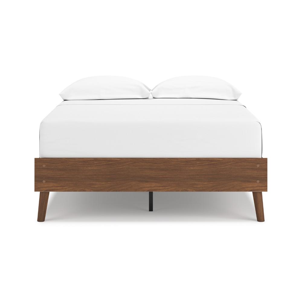 Benjara Forni Full Size Platform Bed, Dark Brown Wood, Sleek Splayed Legs