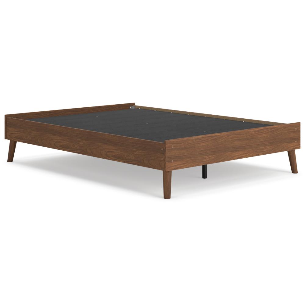 Benjara Forni Full Size Platform Bed, Dark Brown Wood, Sleek Splayed Legs