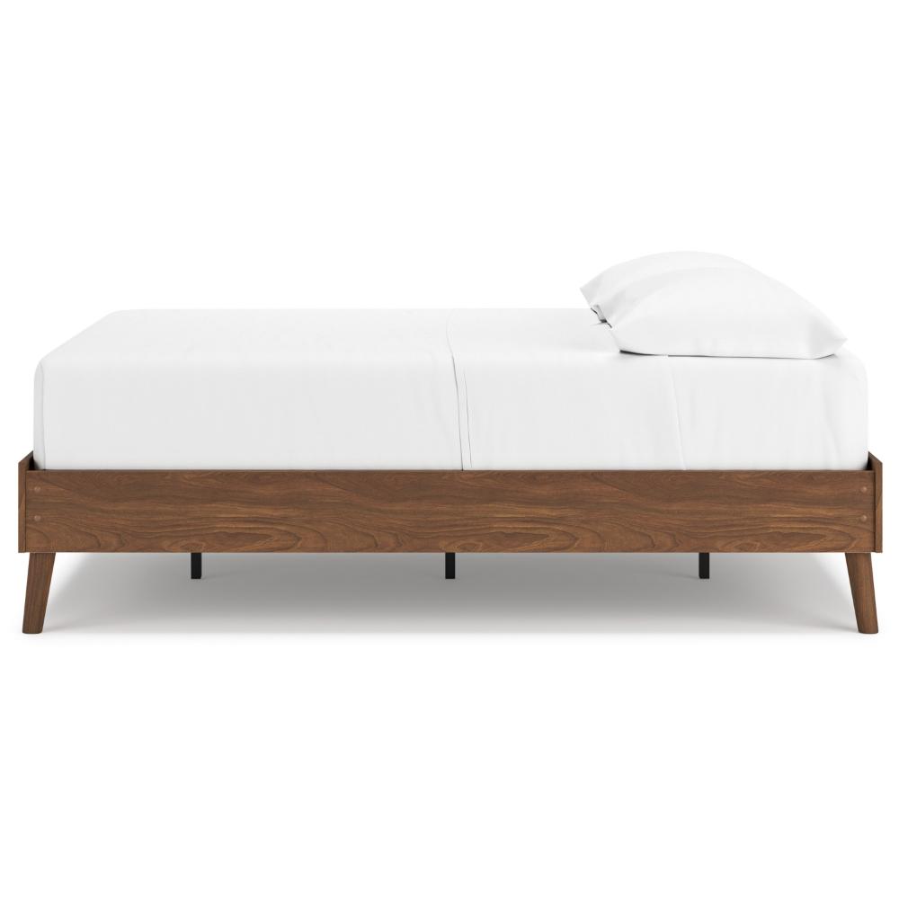 Benjara Forni Full Size Platform Bed, Dark Brown Wood, Sleek Splayed Legs