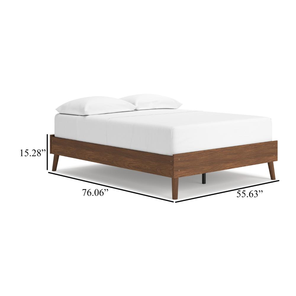 Benjara Forni Full Size Platform Bed, Dark Brown Wood, Sleek Splayed Legs