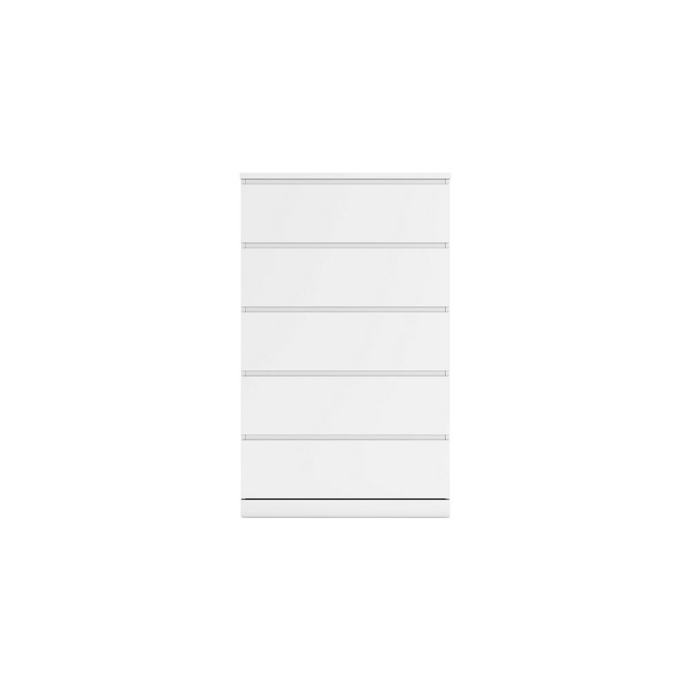 Benjara Onira Tall Dresser Chest, 5 Spacious Drawers, Modern White, 49 Inch