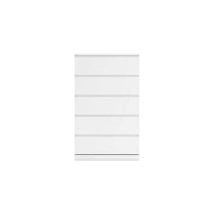 Benjara Onira Tall Dresser Chest, 5 Spacious Drawers, Modern White, 49 Inch