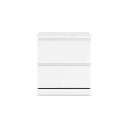 Benjara Onira Nightstand, 2 Spacious Drawers, Modern White Wood, 18 Inch