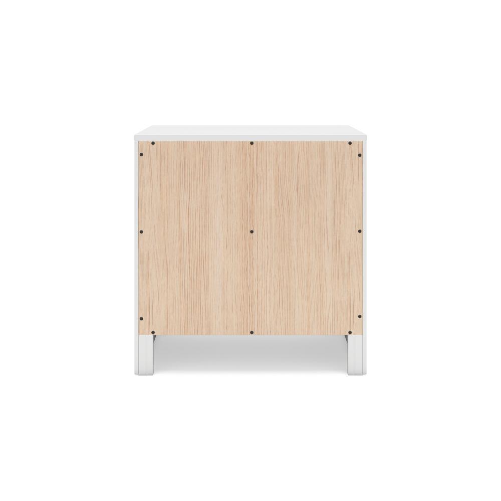 Benjara Feo Bedside Nightstand, 2 Drawers, White Okoume Finish, Solid Hardwood