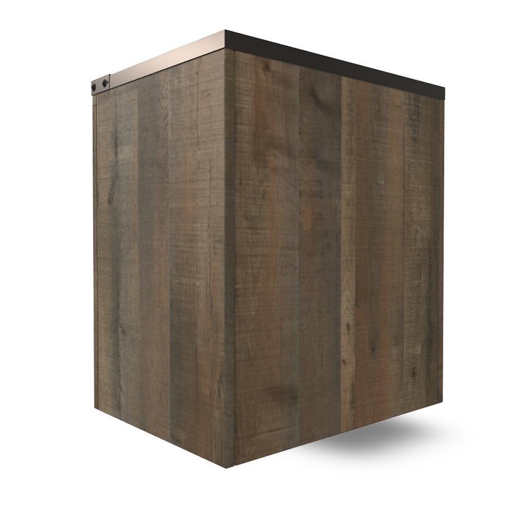 Benjara Zoey Nightstand w 2 Drawers, USB Port, Rustic Brown Plank Details
