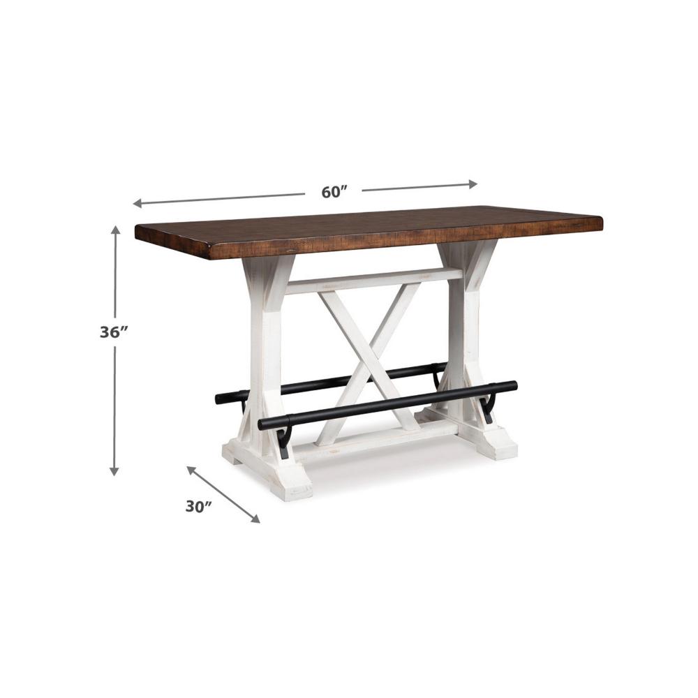 Benjara Becy Counter Height Dining Table, 60 Inch, White And Brown Pine Wood