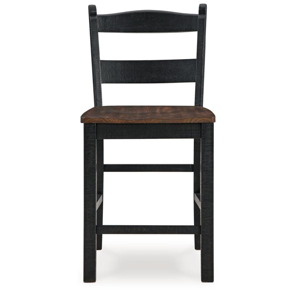 Benjara Becy Counter Height Chair Set of 2, 24 Inch, Black And Brown Wood