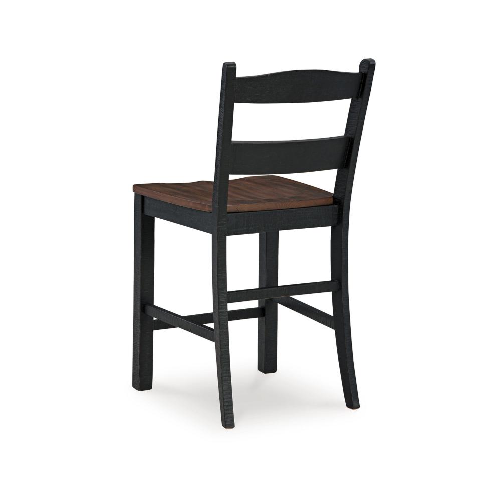Benjara Becy Counter Height Chair Set of 2, 24 Inch, Black And Brown Wood