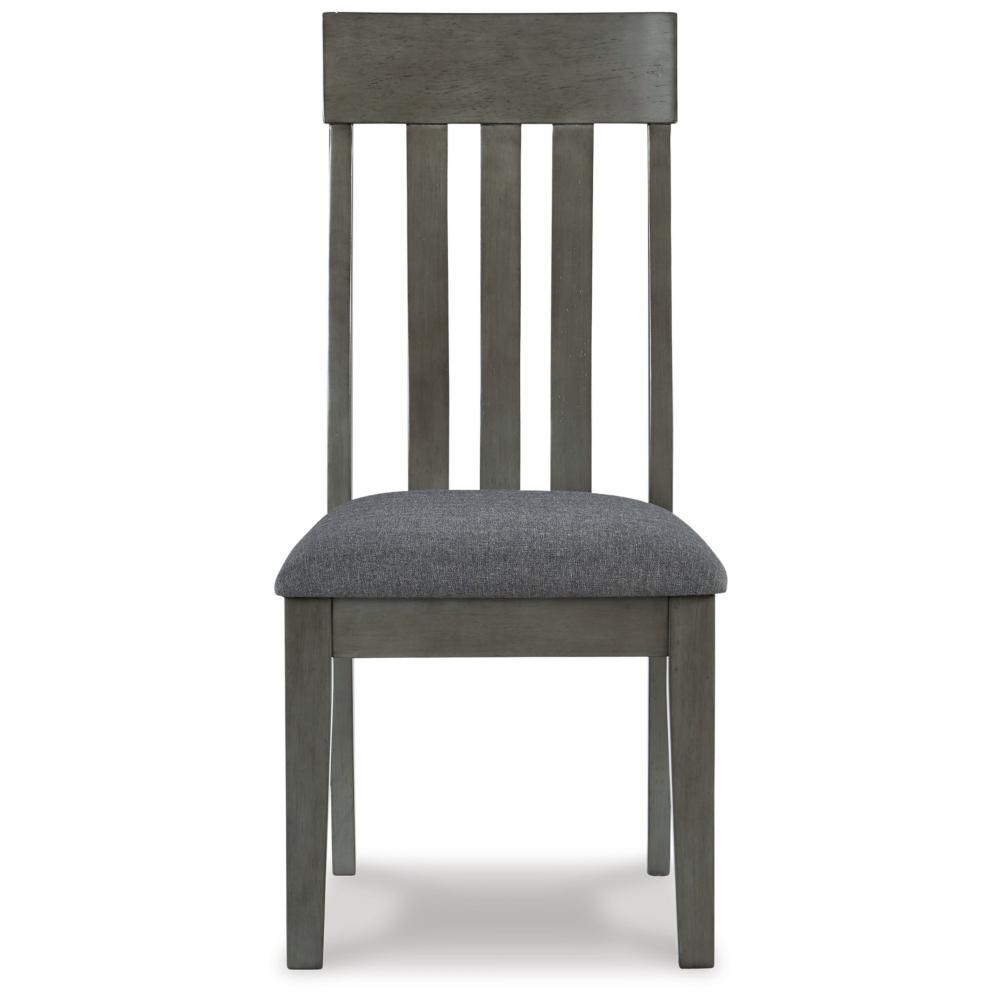 Benjara Haly Dining Side Chair Set of 2, Solid Wood Gray Frame, Fabric Seat