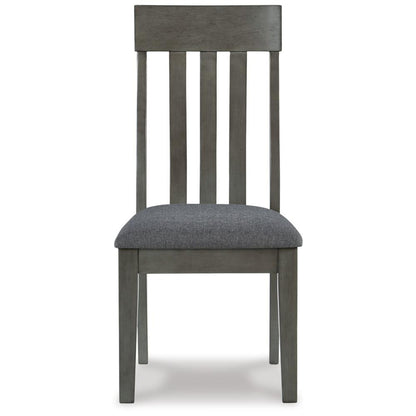 Benjara Haly Dining Side Chair Set of 2, Solid Wood Gray Frame, Fabric Seat