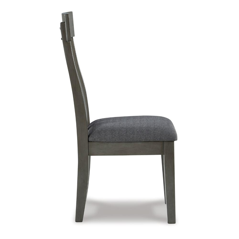 Benjara Haly Dining Side Chair Set of 2, Solid Wood Gray Frame, Fabric Seat