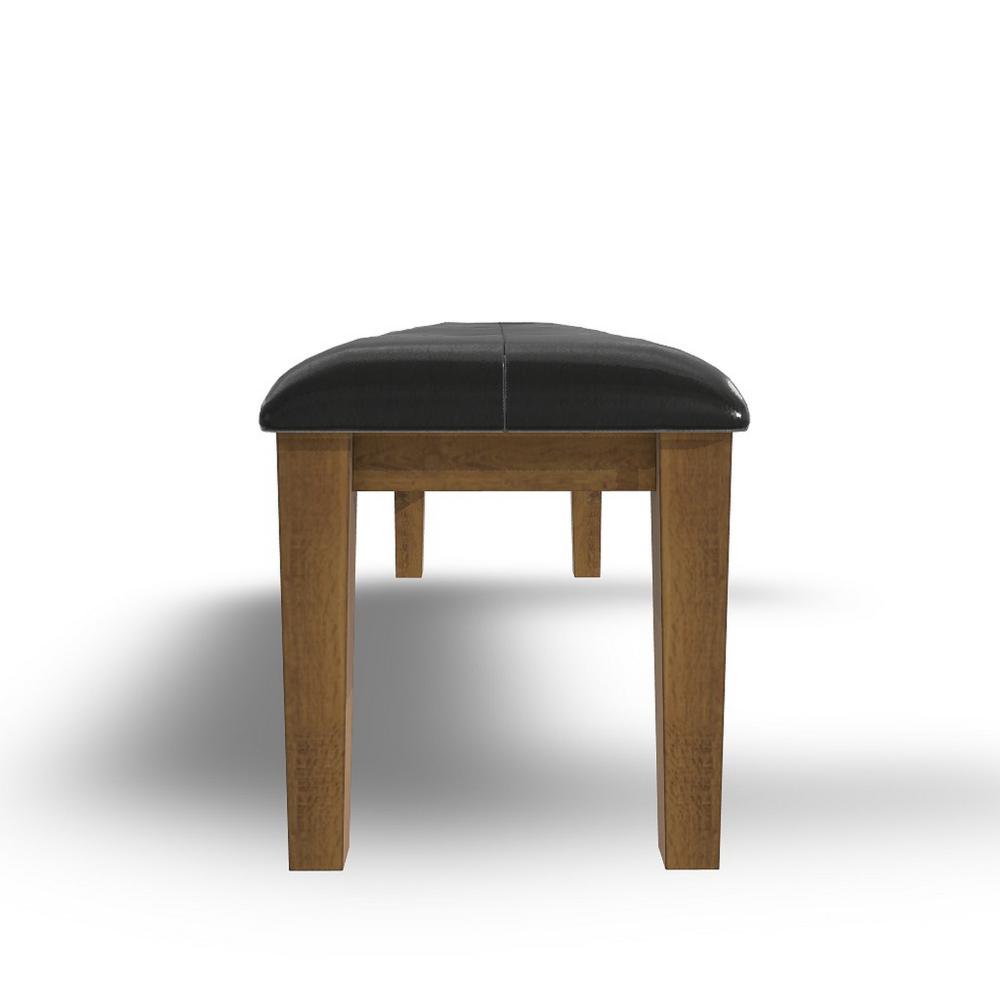 Benjara Raly Dining Bench, 50 Inch, Plush Tufted Faux Leather Seat, Brown