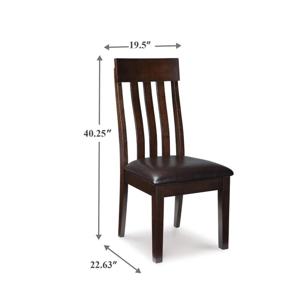 Benjara Raly Dining Side Chair Set of 2, Brown Faux Leather Seat, Slated Back