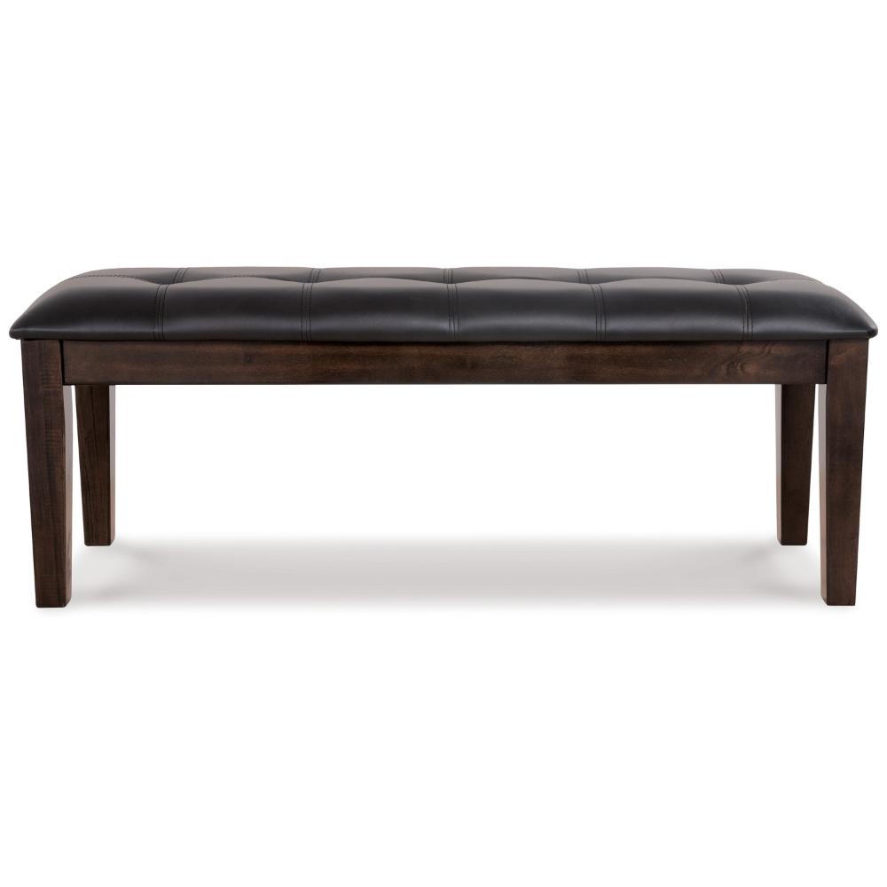 Benjara Hado Dining Bench, 49 Inch, Tufted Faux Leather Seat, Dark Brown