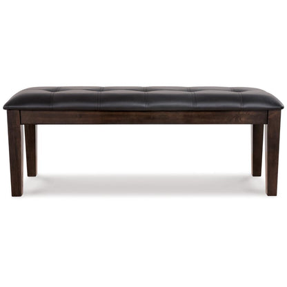 Benjara Hado Dining Bench, 49 Inch, Tufted Faux Leather Seat, Dark Brown