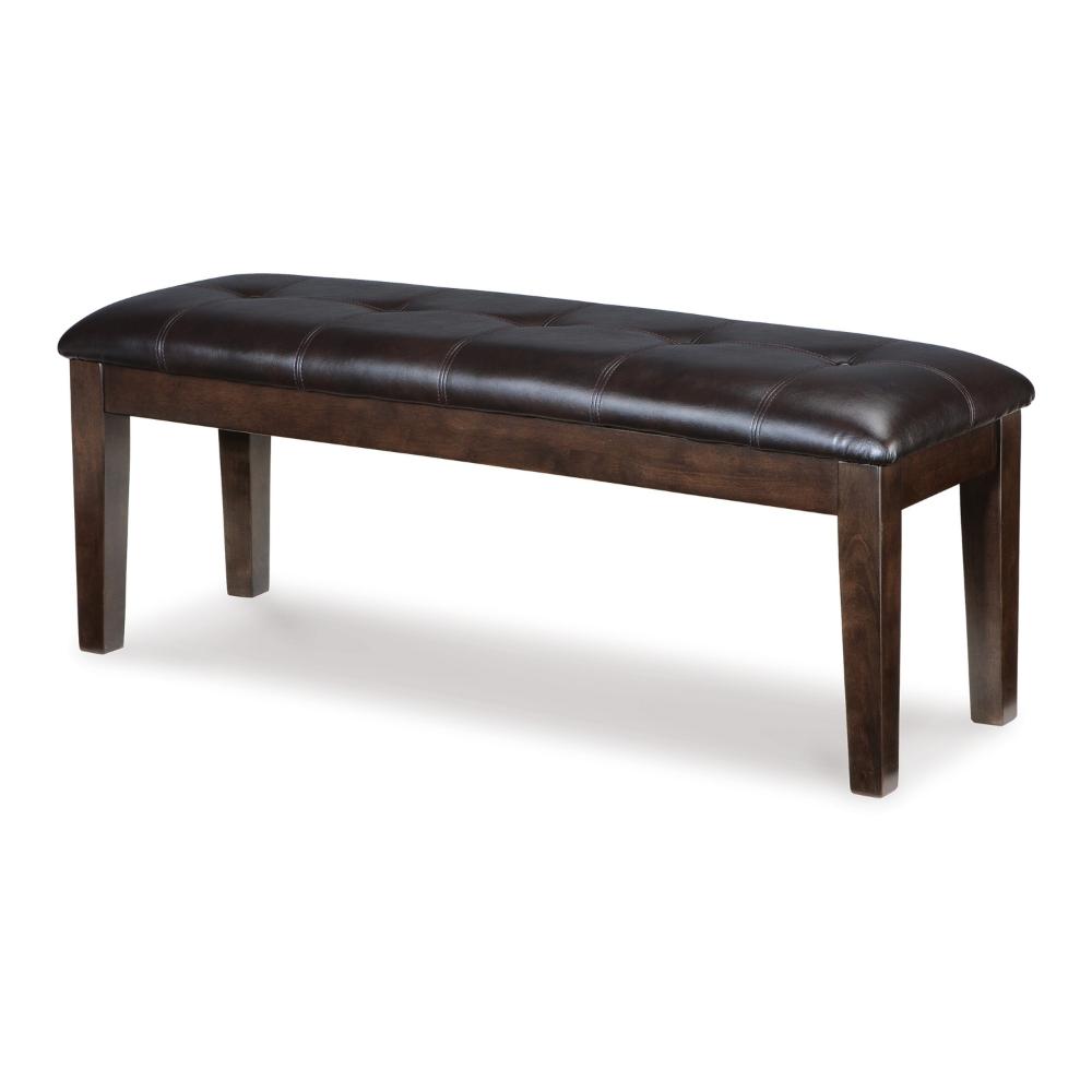 Benjara Hado Dining Bench, 49 Inch, Tufted Faux Leather Seat, Dark Brown