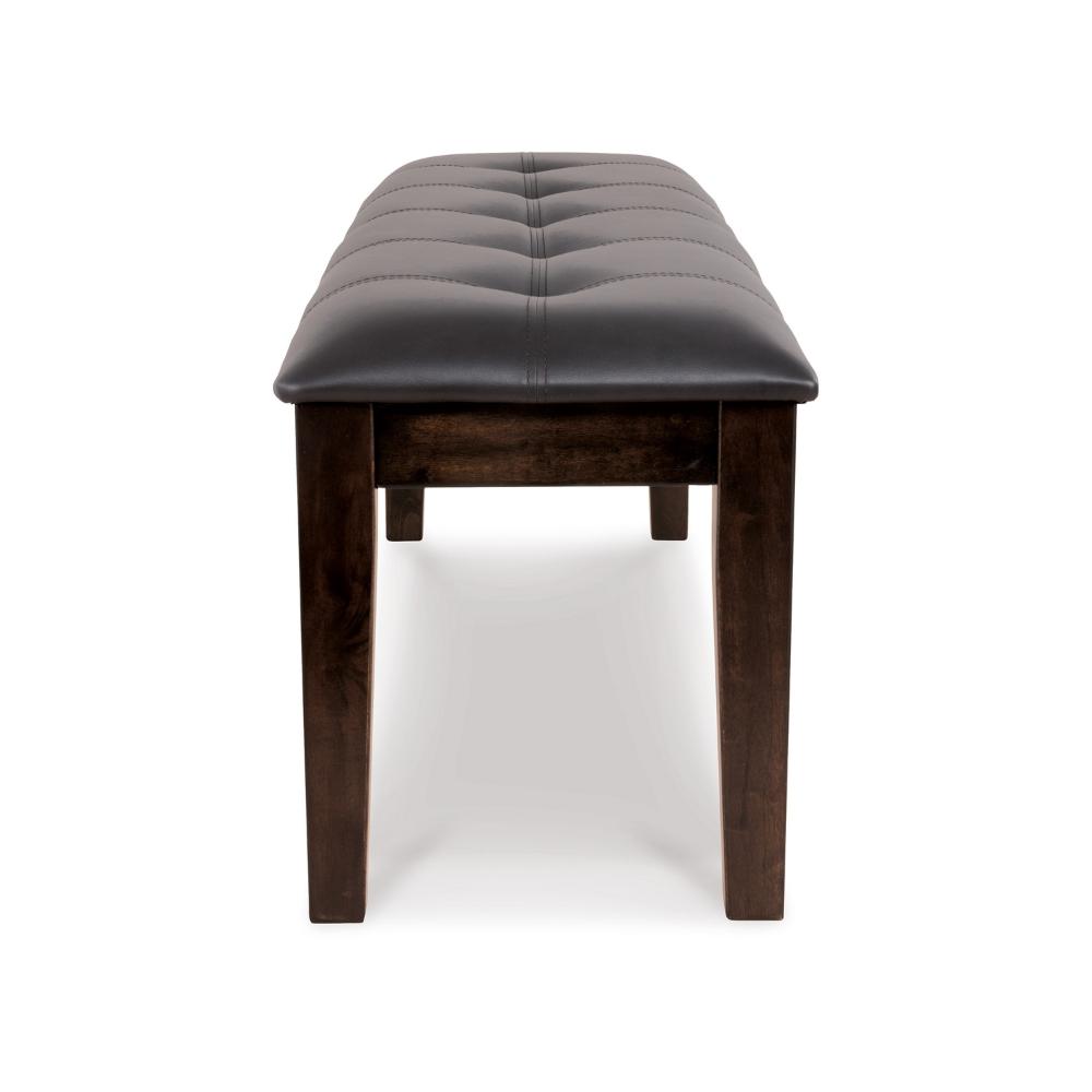 Benjara Hado Dining Bench, 49 Inch, Tufted Faux Leather Seat, Dark Brown
