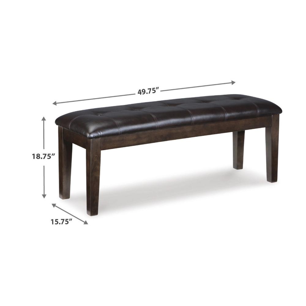 Benjara Hado Dining Bench, 49 Inch, Tufted Faux Leather Seat, Dark Brown