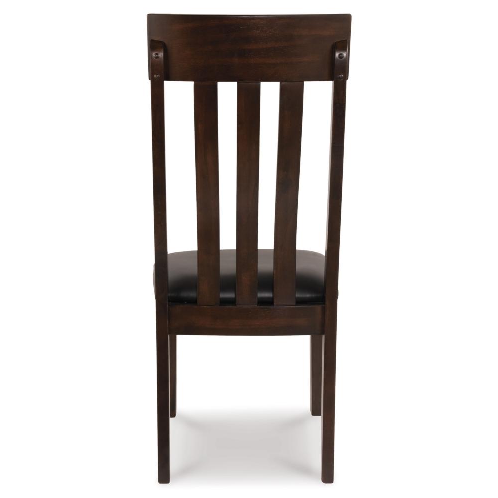 Benjara Hado Dining Chair Set of 2, Dark Brown Faux Leather Seat, Slatted Back