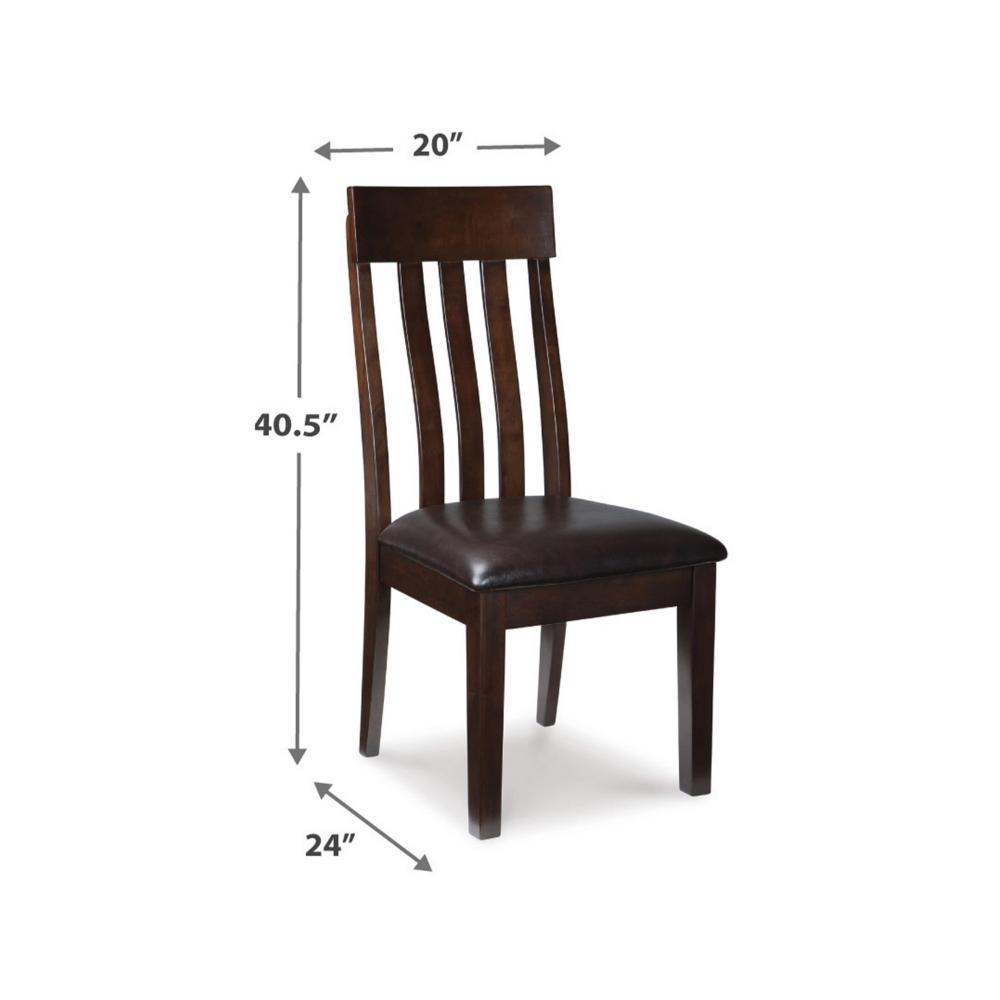 Benjara Hado Dining Chair Set of 2, Dark Brown Faux Leather Seat, Slatted Back