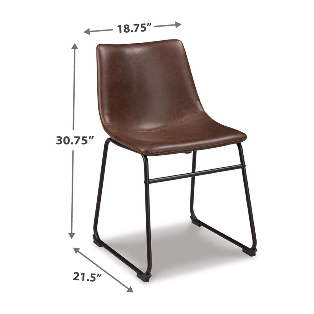 Benjara Tia Dining Chair Set of 2, Brown Faux Leather, Bucket Seat, Metal