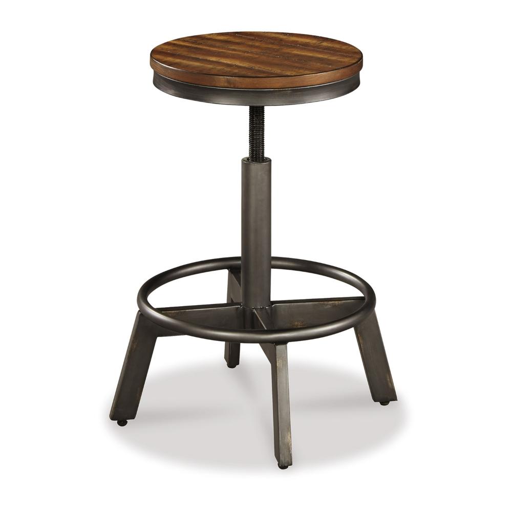Benjara Jin Swivel Counter Height Stool Set of 2, Dining Adjustable, Brown