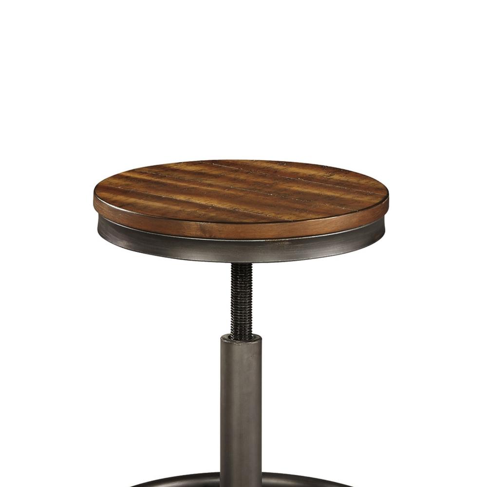 Benjara Jin Swivel Counter Height Stool Set of 2, Dining Adjustable, Brown