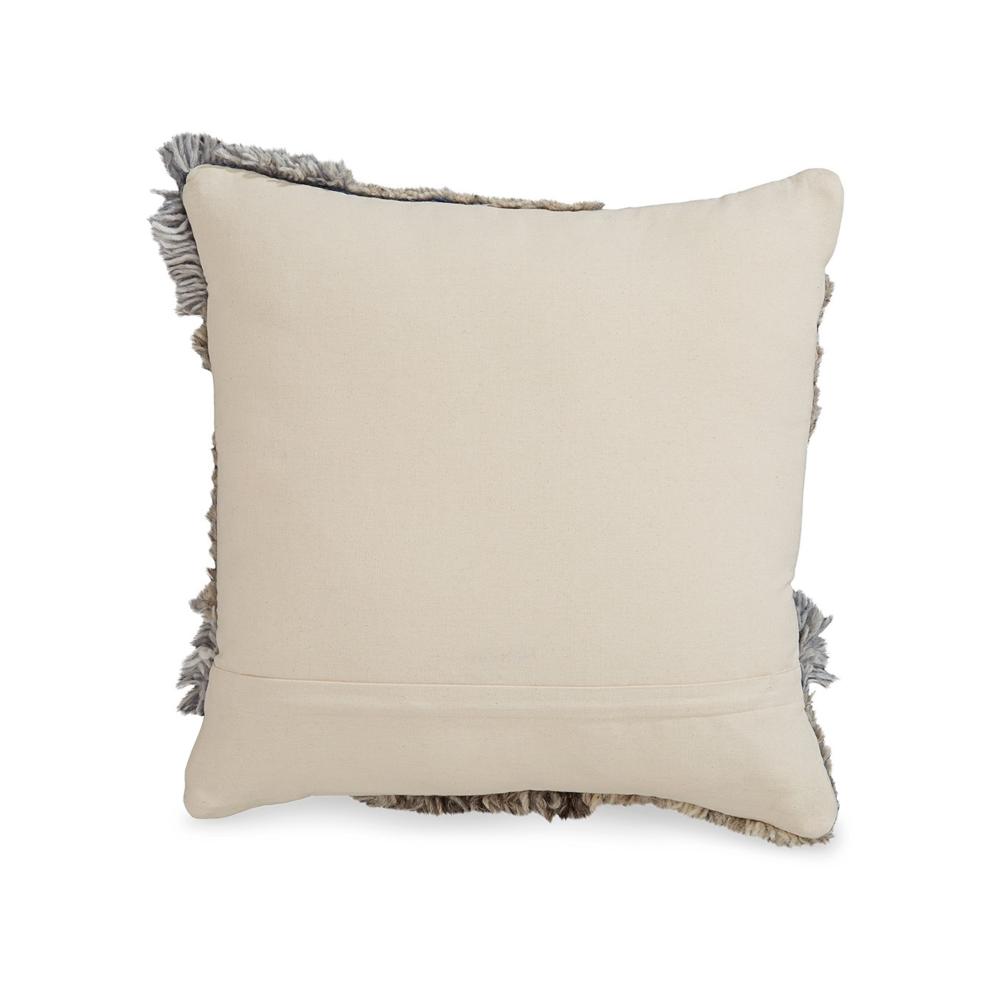 Benjara Square Accent Throw Pillow, 20 Inch Hand Knotted Patchwork, Gray Wool