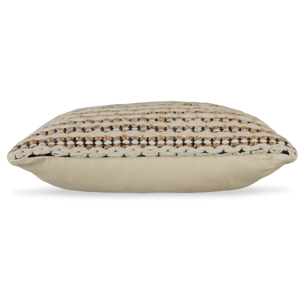 Benjara Square Accent Throw Pillow, 20 Inch, Handwoven Stripes on Brown Wool