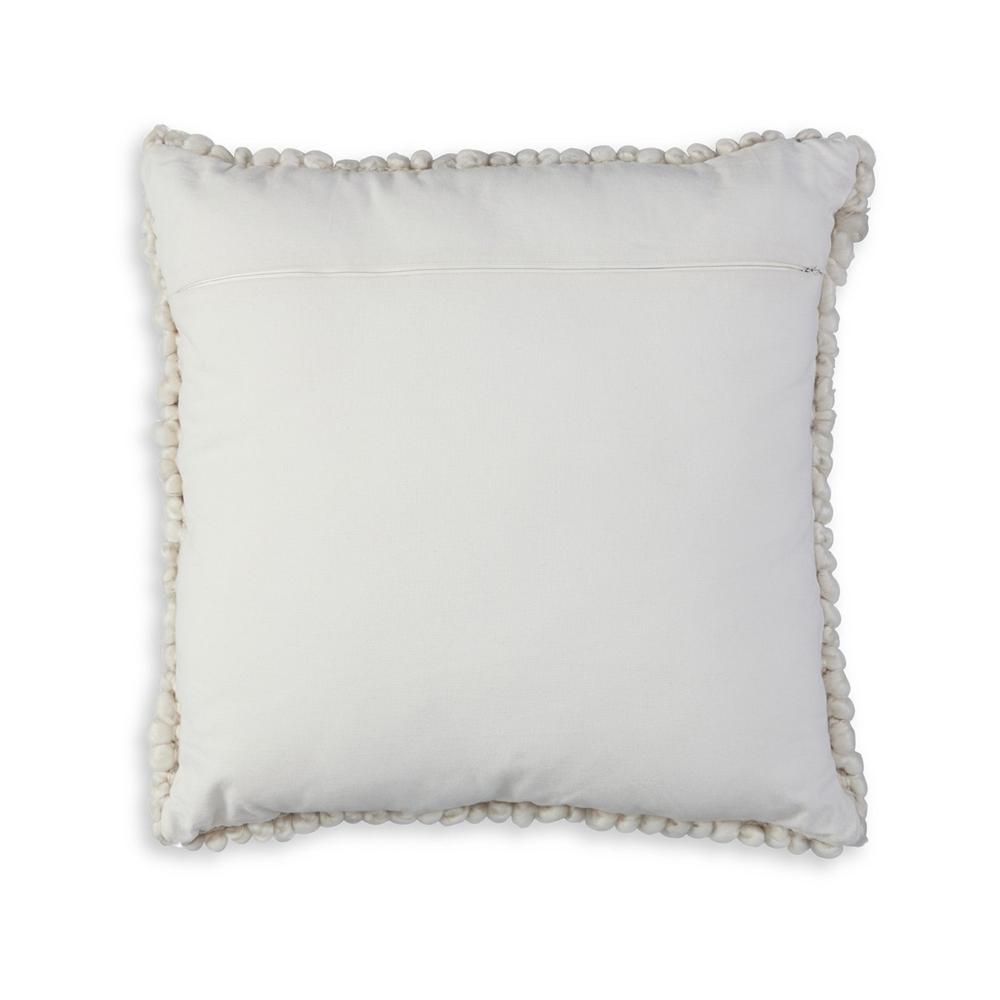 Benjara Avy Square Accent Throw Pillow, 20 Inch Plush Looped Ivory White Wool