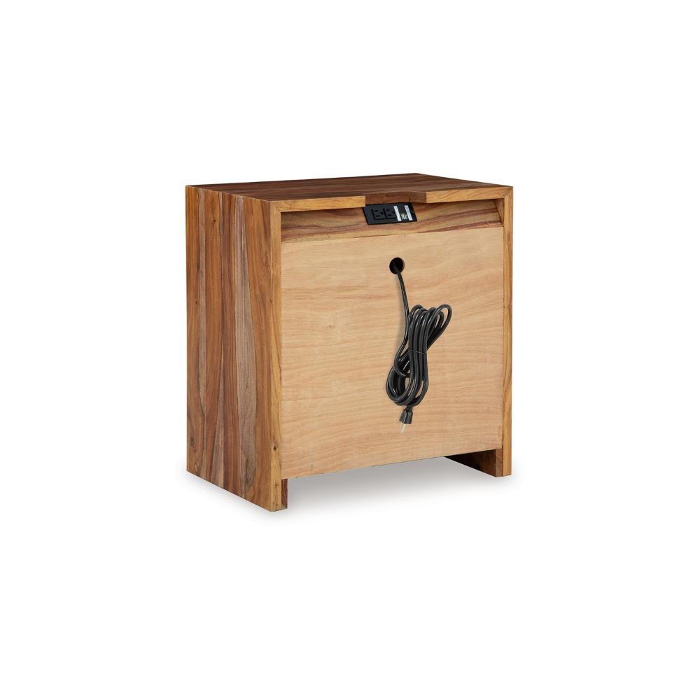 Benjara Donni Nightstand with 2 Drawer, Brown Sheesham Wood Finish, 24 Inch